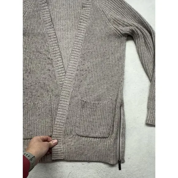 Rock & Republic Cardigan Sweater Womens Size Medium Zipper Accents Beige Tan - Picture 5 of 7